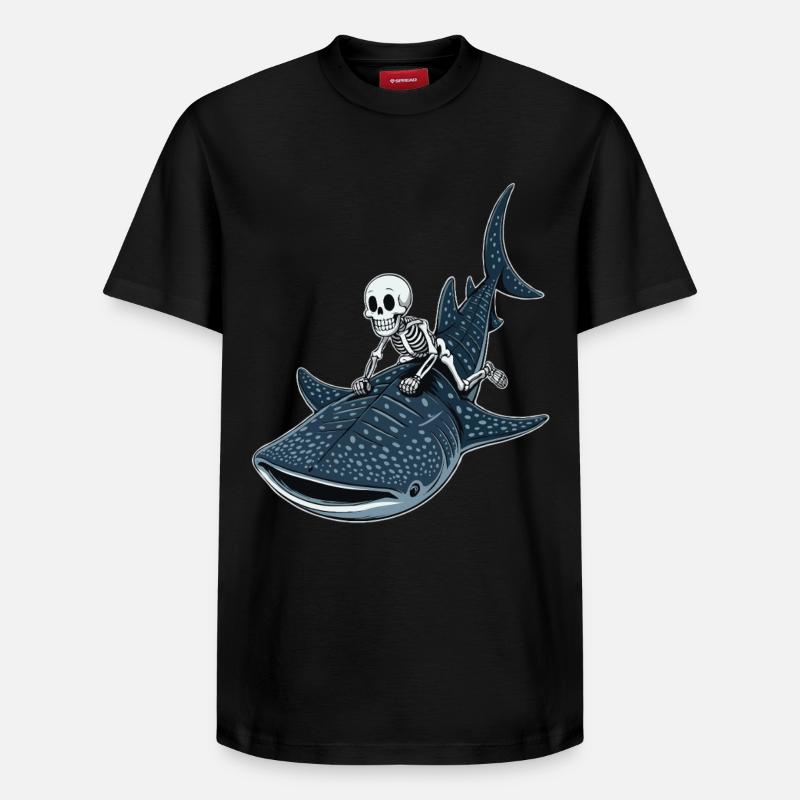 Squelette sur requin baleine Rhincodon - T-shirt unisexe décontracté en coton Supima – de SPREAD - noir