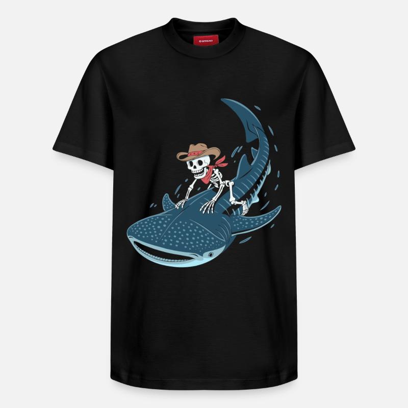 Squelette de cow-boy sur requin baleine - T-shirt unisexe décontracté en coton Supima – de SPREAD - noir