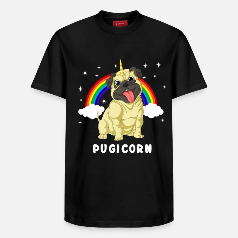 Mops Einhorn - Relaxed Unisex Supima Cotton T-Shirt – von SPREAD - Schwarz