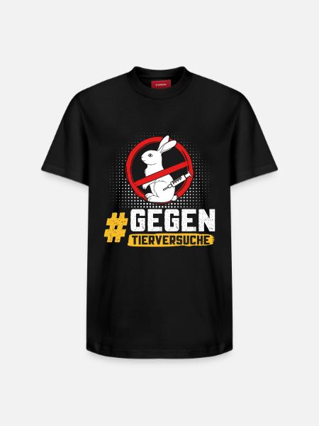 Tierschutz STOPPT TIERVERSUCHE GEGEN VERSUCHE - Relaxed Unisex Supima Cotton T-Shirt – von SPREAD - Schwarz
