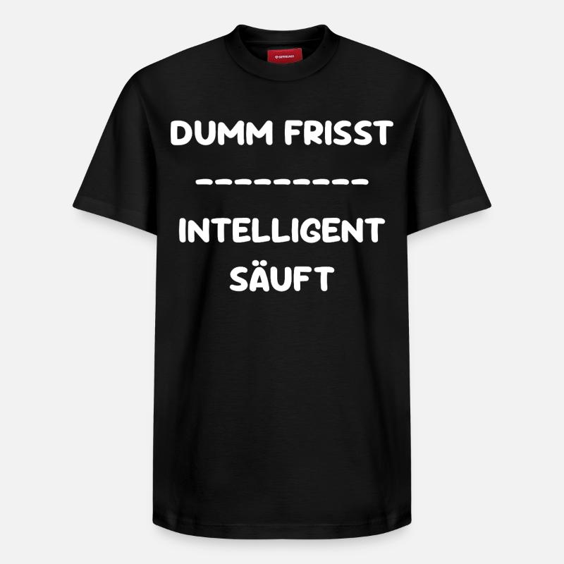Dumm Frisst - Intelligent Säuft - Relaxed Unisex Supima Cotton T-Shirt – von SPREAD - Schwarz