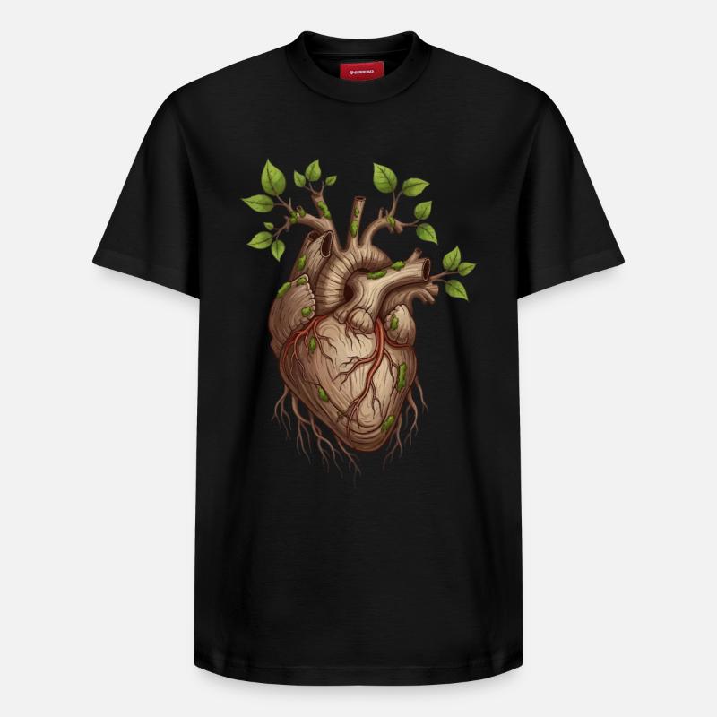 Lebendiges Baumherz - Relaxed Unisex Supima Cotton T-Shirt – von SPREAD - Schwarz