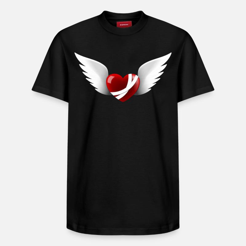 Cœur blessé avec des ailes - T-shirt unisexe décontracté en coton Supima – de SPREAD - noir