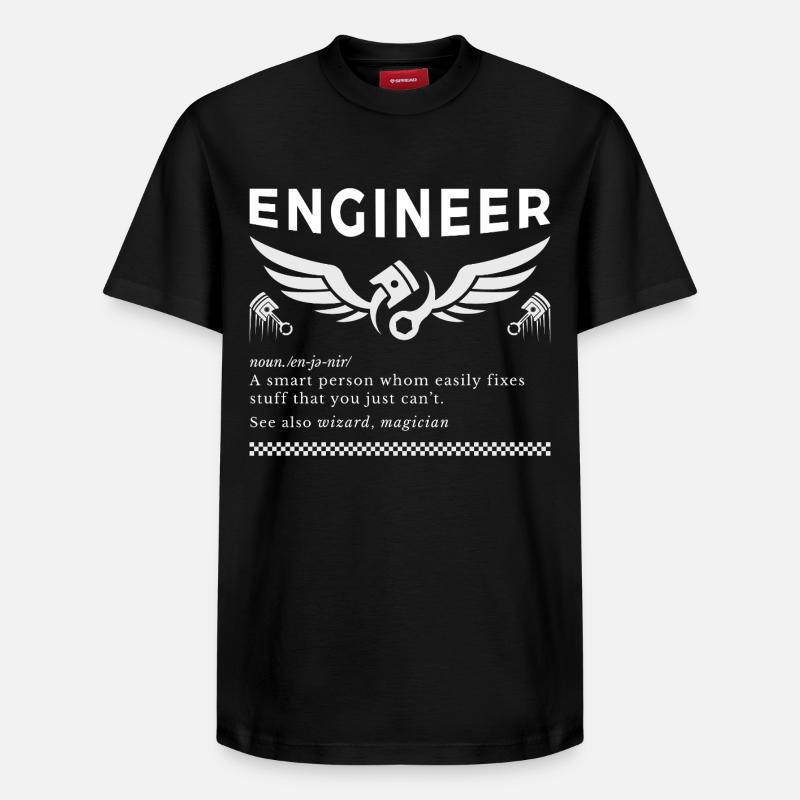 ENGINEER – Das Definitions-T-Stück - Relaxed Unisex Supima Cotton T-Shirt – von SPREAD - Schwarz