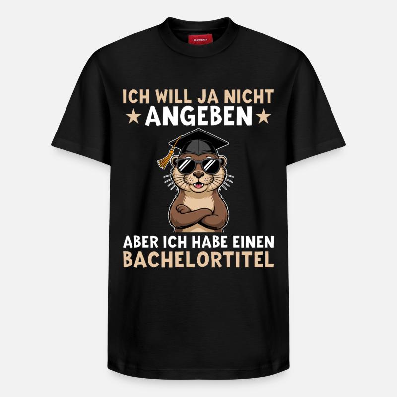 Bachelorabschluss - Otter mit Bachelortitel - Relaxed Unisex Supima Cotton T-Shirt – von SPREAD - Schwarz