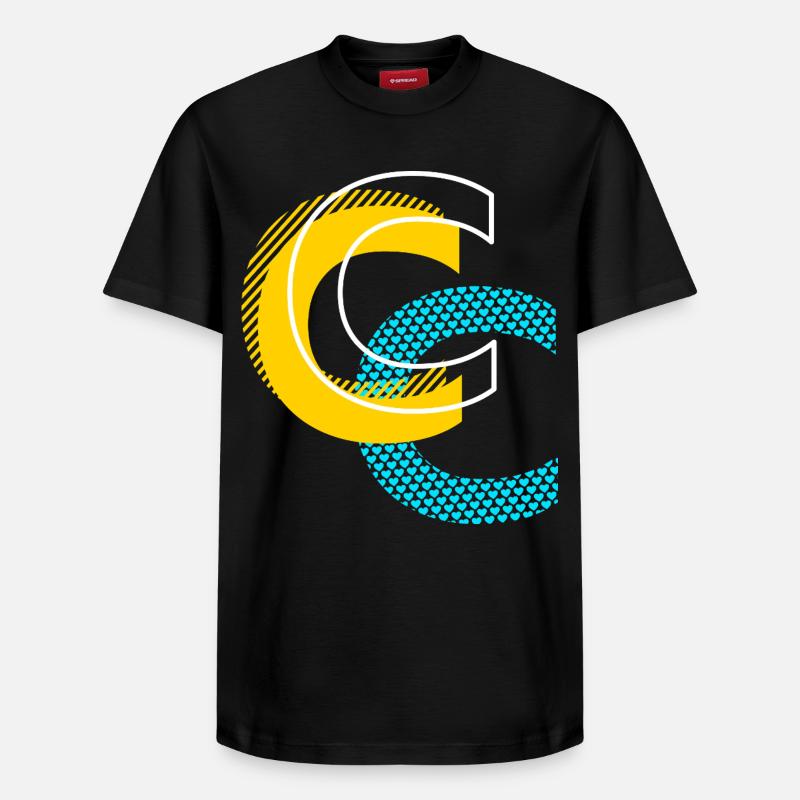 Anfangsbuchstabe C - Relaxed Unisex Supima Cotton T-Shirt – von SPREAD - Schwarz