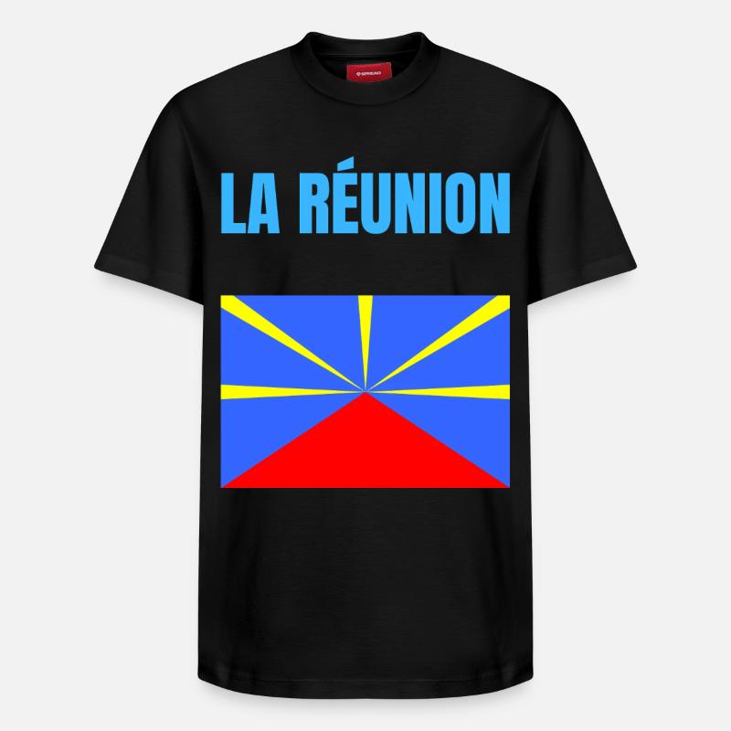 T-shirt drapeau La Réunion volcan - T-shirt unisexe décontracté en coton Supima – de SPREAD - noir