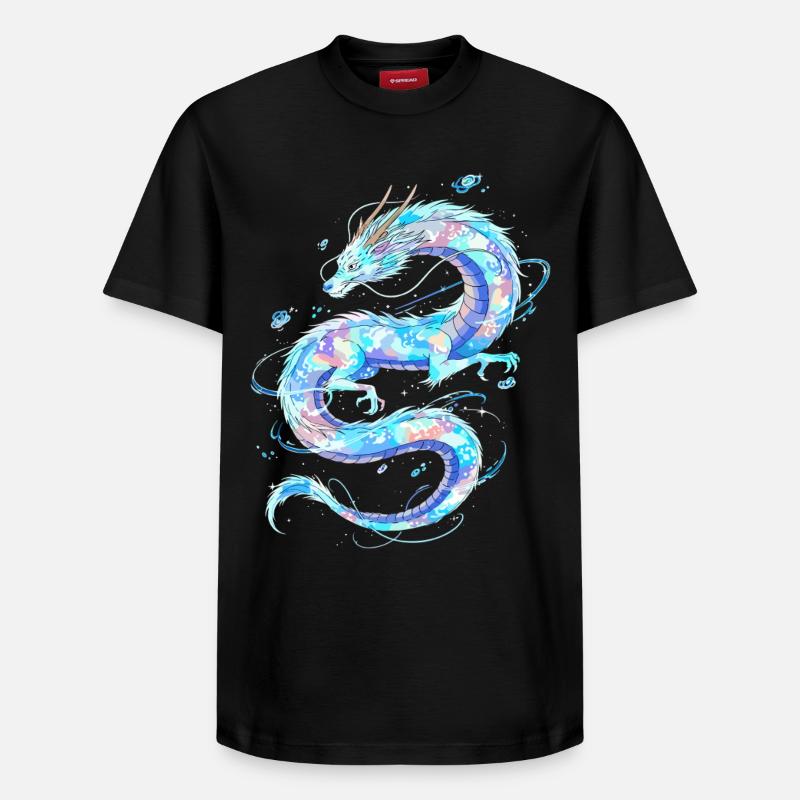 Dragon d’eau éthéré - T-shirt unisexe décontracté en coton Supima – de SPREAD - noir