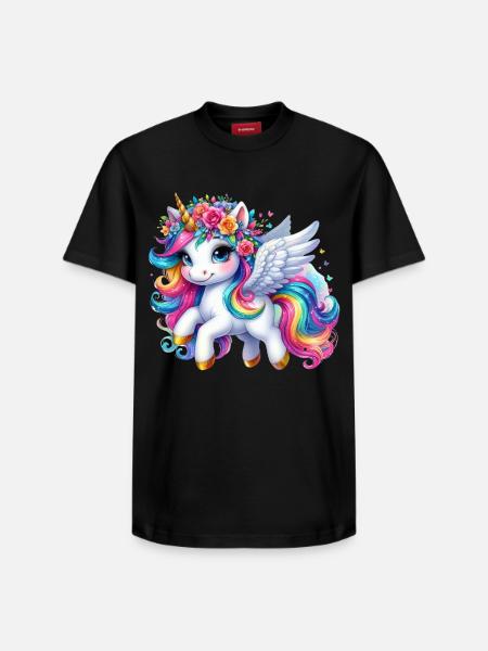 Regenbogen geflügelte Einhornkrone - Relaxed Unisex Supima Cotton T-Shirt – von SPREAD - Schwarz