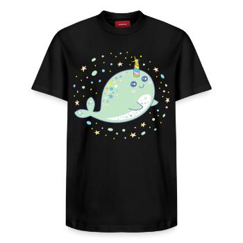 Couleurs pastel mignonnes de narval licorne Kawaii - T-shirt unisexe décontracté en coton Supima – de SPREAD - noir - Devant - AI Model Female 172 light (172cm) & AI Model Male 178 light (178cm)