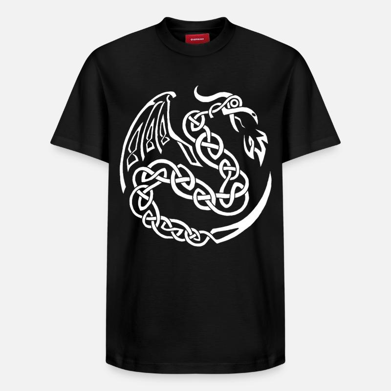 Dragon celte blanc - T-shirt unisexe décontracté en coton Supima – de SPREAD - noir