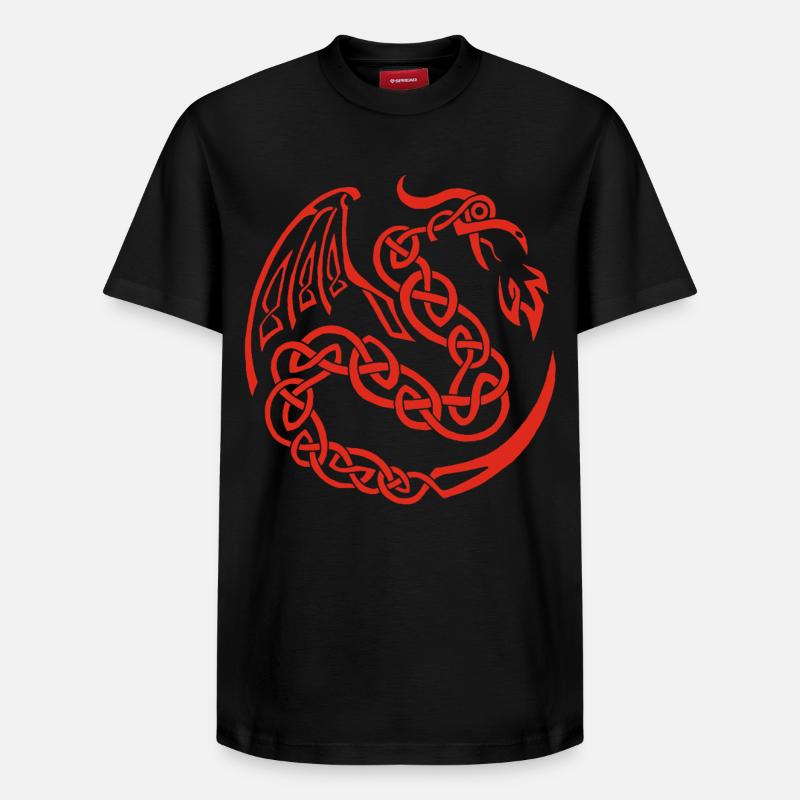Roter keltischer Drache - Relaxed Unisex Supima Cotton T-Shirt – von SPREAD - Schwarz