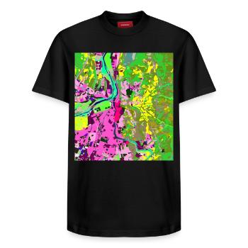 Neon City Vibes - T-shirt unisexe décontracté en coton Supima – de SPREAD - noir - Devant - AI Model Female 172 light (172cm) & AI Model Male 178 light (178cm)