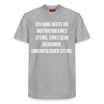 Motivation d’une pierre immobile - T-shirt unisexe décontracté en coton Supima – de SPREAD - gris chiné - Devant - AI Model Female 172 dark (172cm) & AI Model Male 185 dark (185cm)