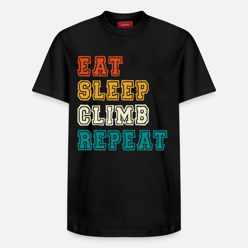 Eat Sleep Climb Repeat Design - Relaxed Unisex Supima Cotton T-Shirt – von SPREAD - Schwarz