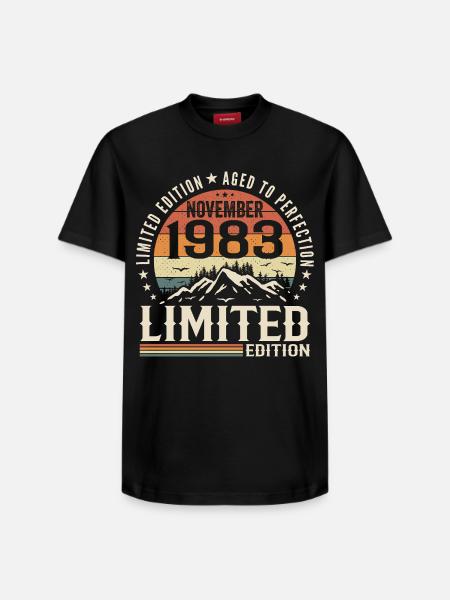 November 1983 Unique Retro Birthday - Relaxed Unisex Supima Cotton T-Shirt – by SPREAD - black