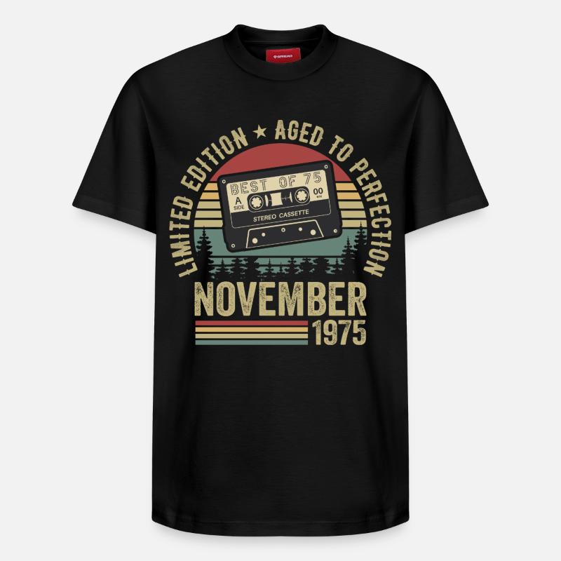 Novembre 1975 - T-shirt unisexe décontracté en coton Supima – de SPREAD - noir