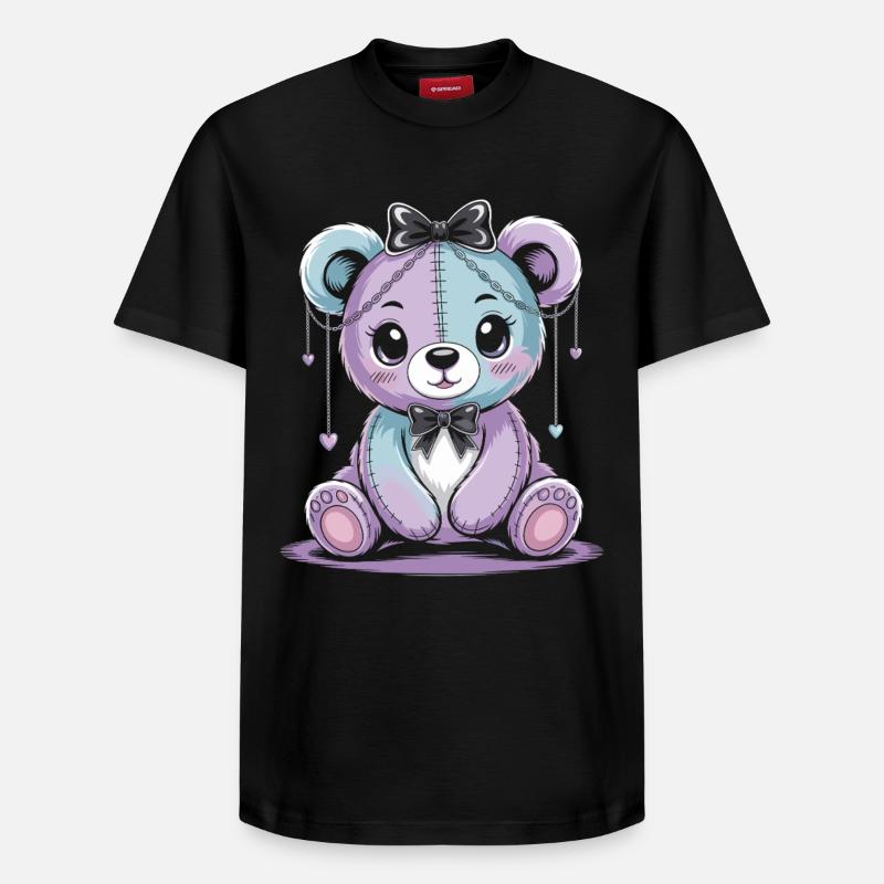 Kawaii Pastel Goth Patched Bear - T-shirt unisexe décontracté en coton Supima – de SPREAD - noir