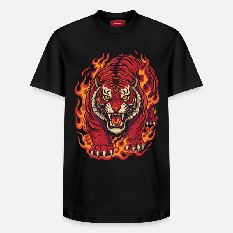 Fire Tiger Spirit Design - T-shirt unisexe décontracté en coton Supima – de SPREAD - noir