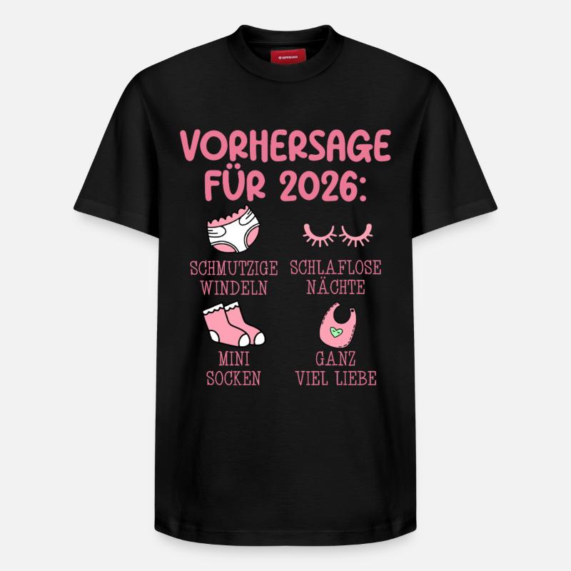 Femme enceinte 2026 PRÉDICTION Drôle - T-shirt unisexe décontracté en coton Supima – de SPREAD - noir