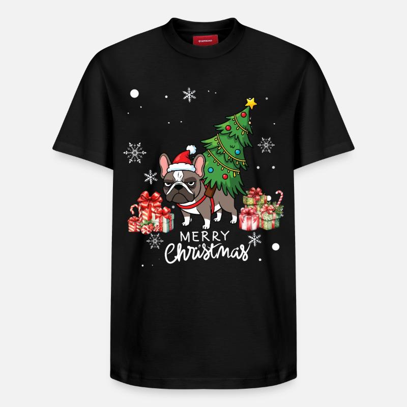 Chien Noël - T-shirt unisexe décontracté en coton Supima – de SPREAD - noir