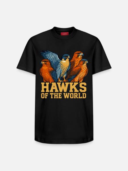 Halcones del mundo Observación de aves de cetrería - Camiseta unisex de corte relajado de algodón Supima – de SPREAD - negro
