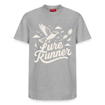 Falcon Lure Runner Fauconnerie Oiseaux Équipement - T-shirt unisexe décontracté en coton Supima – de SPREAD - gris chiné - Devant - AI Model Female 172 dark (172cm) & AI Model Male 185 dark (185cm)
