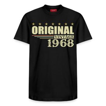 1968 Birthday 1968 - Relaxed Unisex Supima Cotton T-Shirt – by SPREAD - black - Front - AI Model Female 172 light (172cm) & AI Model Male 178 light (178cm)