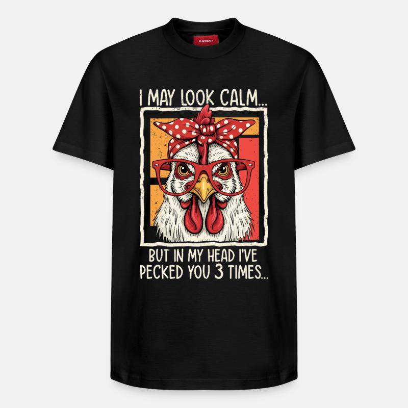 Huhn mit Brille Spruchdesign - Relaxed Unisex Supima Cotton T-Shirt – von SPREAD - Schwarz