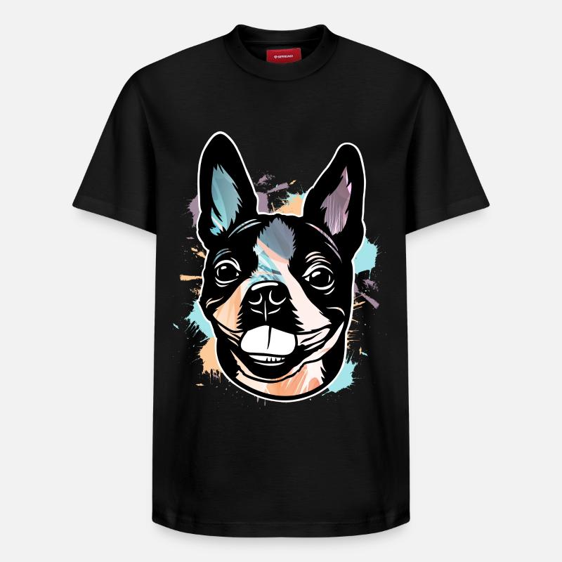 Boston Terrier - Relaxed Unisex Supima Cotton T-Shirt – von SPREAD - Schwarz