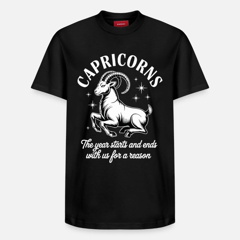 Steinbock Sternzeichen - Relaxed Unisex Supima Cotton T-Shirt – von SPREAD - Schwarz