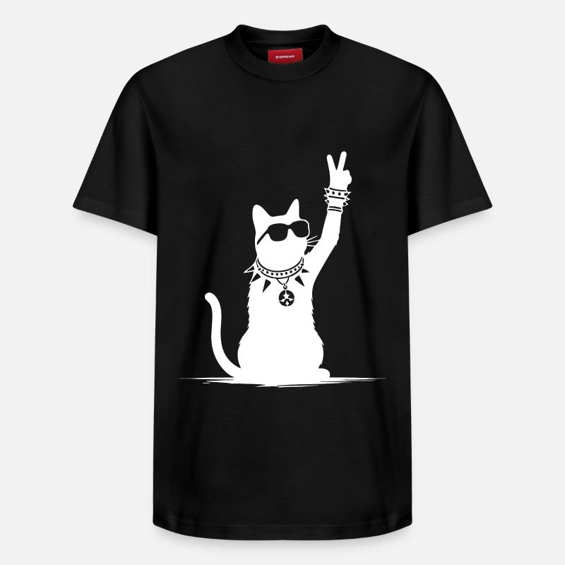 Rocker Cat Design – Cool & Loud - T-shirt unisexe décontracté en coton Supima – de SPREAD - noir