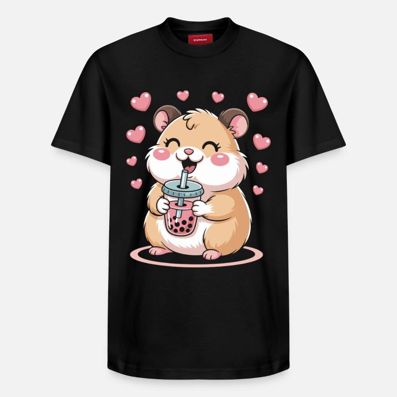Kawaii Bubble Tee Hamster Boba Tee - Relaxed Unisex Supima Cotton T-Shirt – von SPREAD - Schwarz