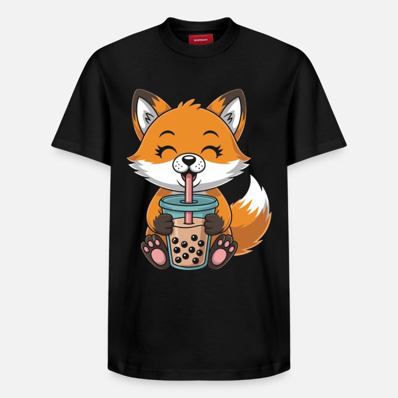 Kawaii Bubble Tee Fuchs Boba Tee - Relaxed Unisex Supima Cotton T-Shirt – von SPREAD - Schwarz