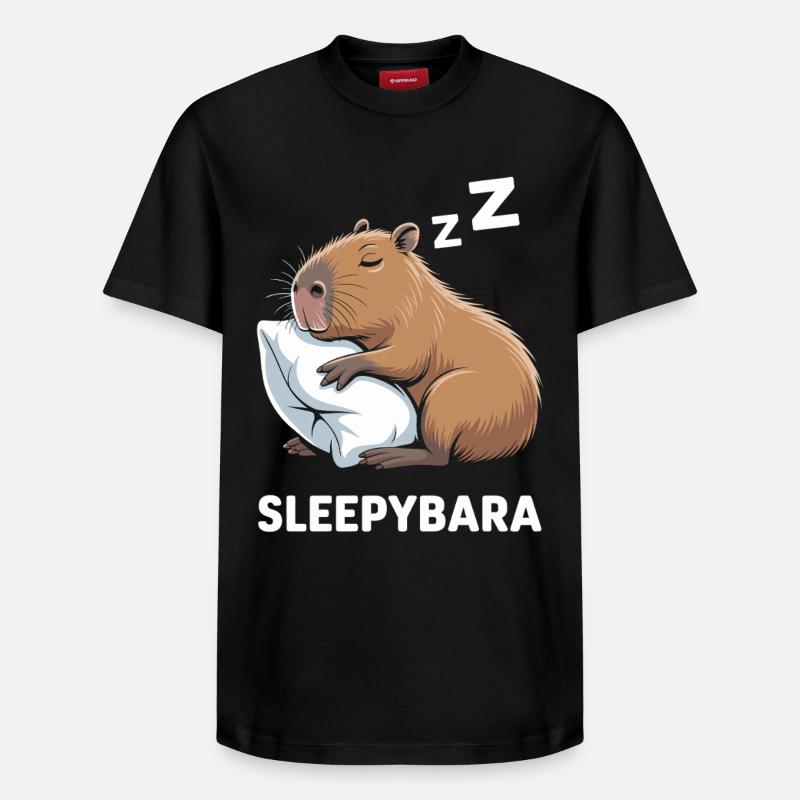Sleepybara Capybara Schlafen - Relaxed Unisex Supima Cotton T-Shirt – von SPREAD - Schwarz