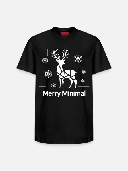 Geometric Deer Minimal Christmas Motif - Relaxed Unisex Supima Cotton T-Shirt – by SPREAD - black