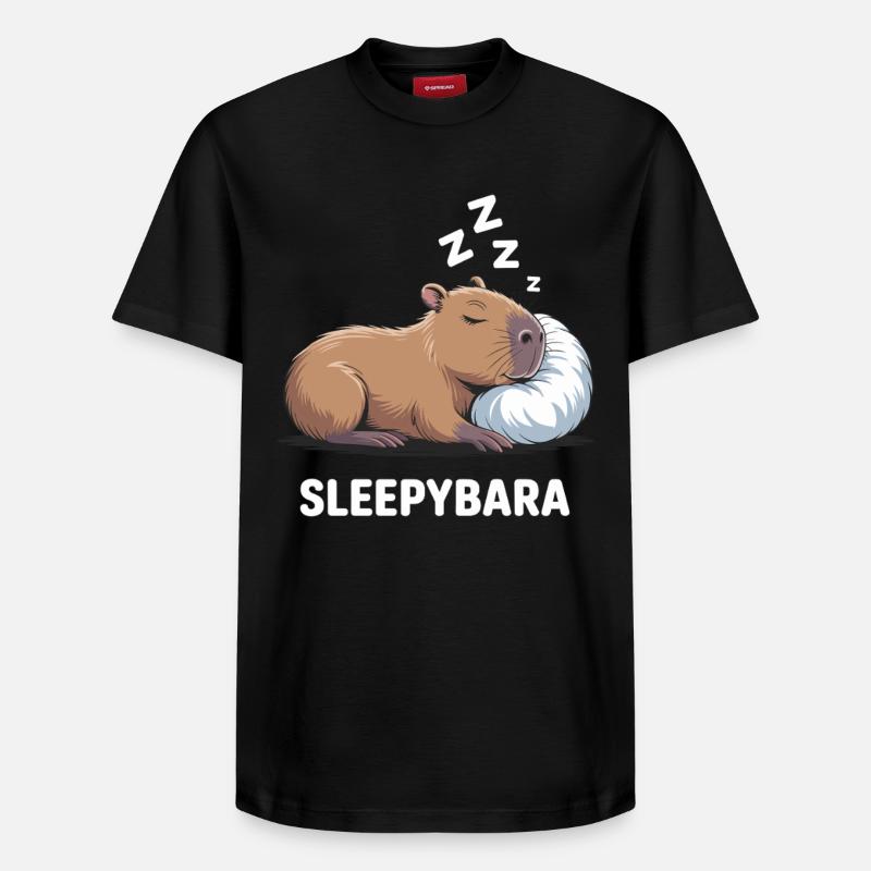 Sleepybara Capybara Schlafen - Relaxed Unisex Supima Cotton T-Shirt – von SPREAD - Schwarz