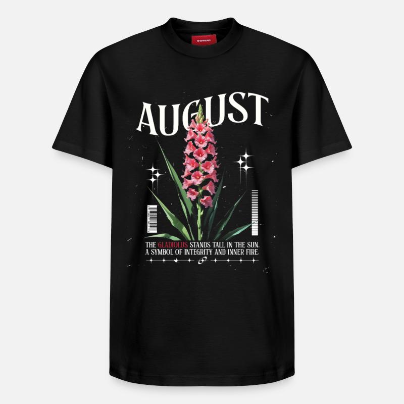 Geburtsblumen August Gladiole Geburtsblume - Relaxed Unisex Supima Cotton T-Shirt – von SPREAD - Schwarz