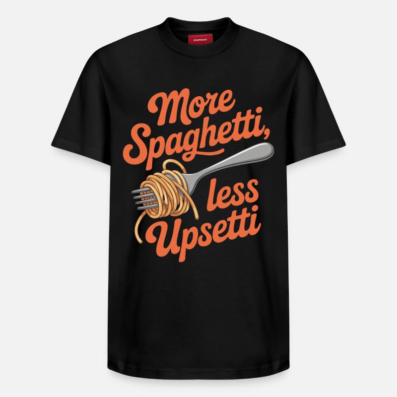 Plus de spaghettis moins d’upsetti - T-shirt unisexe décontracté en coton Supima – de SPREAD - noir