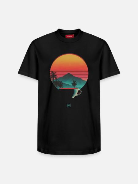 Sunset and coffee - Relaxed Unisex Supima Cotton T-Shirt – by SPREAD - black