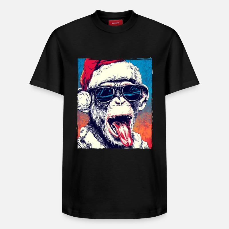 Chapeau de Noël Singe - T-shirt unisexe décontracté en coton Supima – de SPREAD - noir