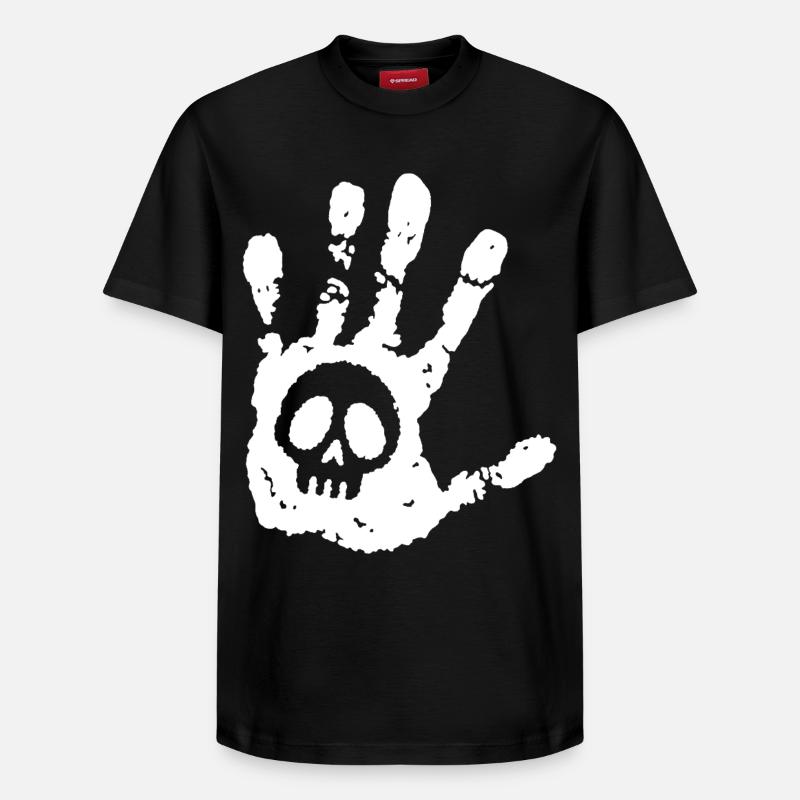 Crâne et empreinte blanche - T-shirt unisexe décontracté en coton Supima – de SPREAD - noir
