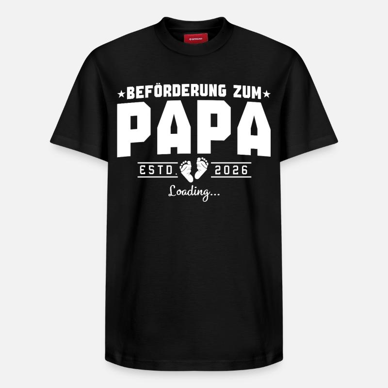 Papa 2026 loading Werdender Vater - Relaxed Unisex Supima Cotton T-Shirt – von SPREAD - Schwarz