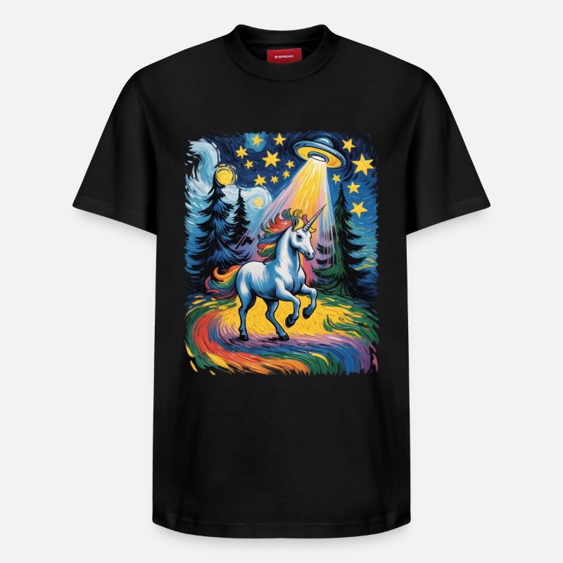 Leuchtendes Einhorn im Sternenrausch - Relaxed Unisex Supima Cotton T-Shirt – von SPREAD - Schwarz