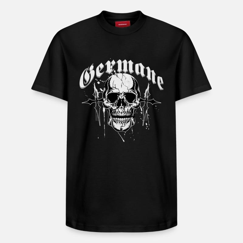 Gothischer Schädel Kreuzdruck Germane - Relaxed Unisex Supima Cotton T-Shirt – von SPREAD - Schwarz
