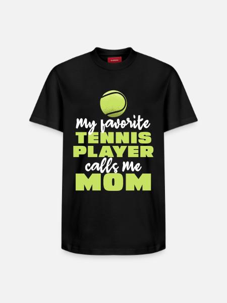 My favorite tennis player calls me mom - Relaxed Unisex Supima Cotton T-Shirt – by SPREAD - black