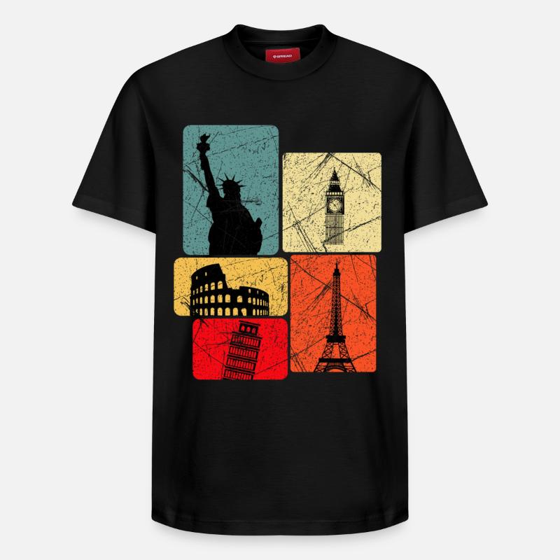 Tour du monde - T-shirt unisexe décontracté en coton Supima – de SPREAD - noir