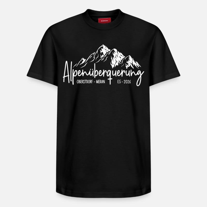 Alpenüberquerung 2026 E5 Oberstdorf Meran - Relaxed Unisex Supima Cotton T-Shirt – von SPREAD - Schwarz