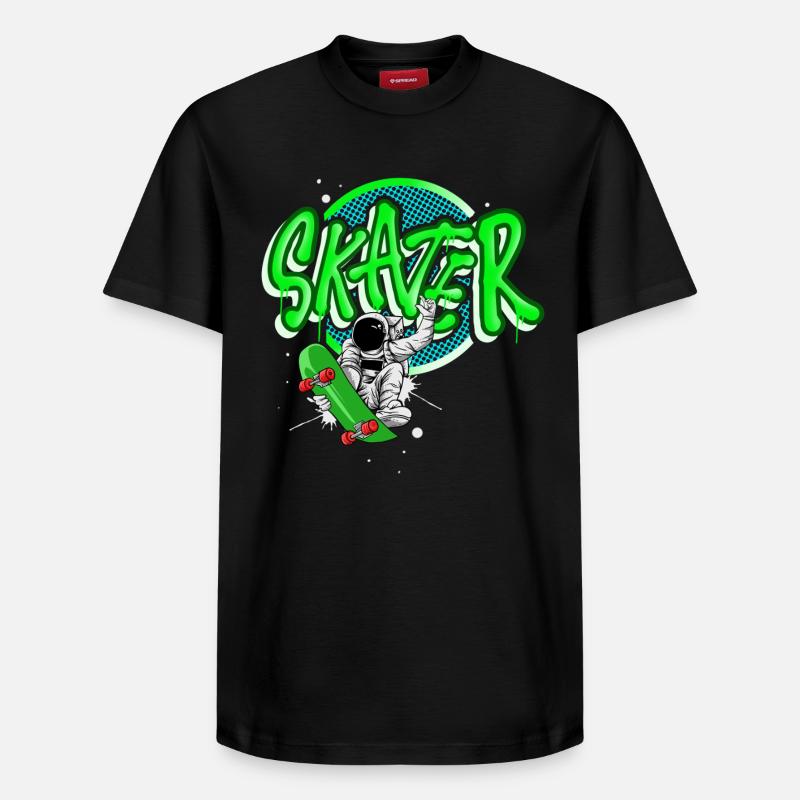 Skateboard Astronaut - Relaxed Unisex Supima Cotton T-Shirt – von SPREAD - Schwarz