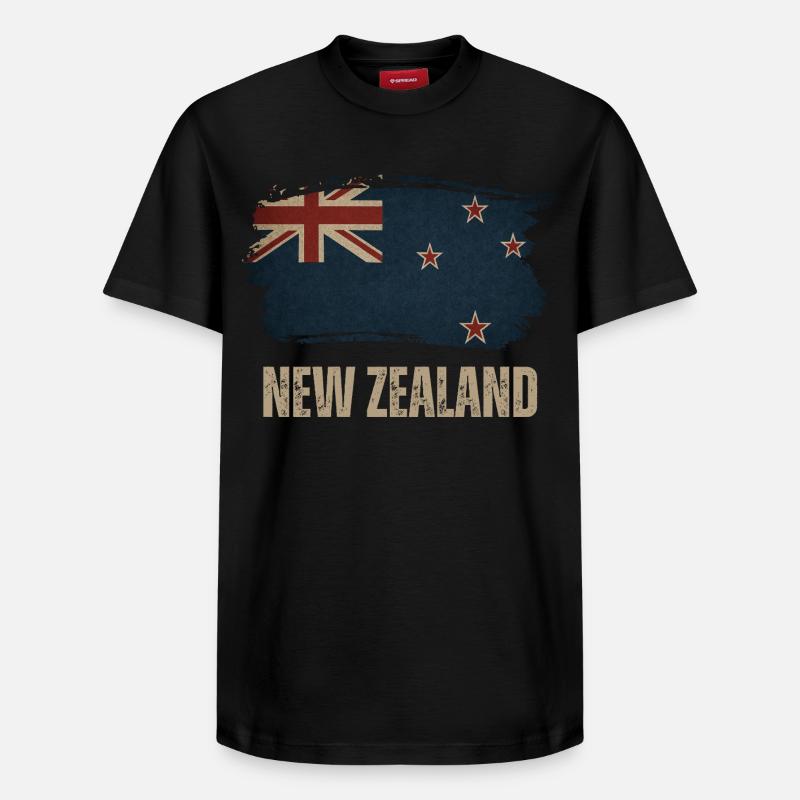 Drapeau Grunge de la Nouvelle-Zélande - T-shirt unisexe décontracté en coton Supima – de SPREAD - noir